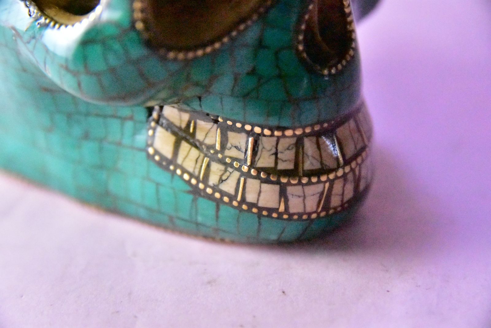 チベタンスカル カパーラ 髑髏 ドクロ トルコ石インレイ チベット仏教