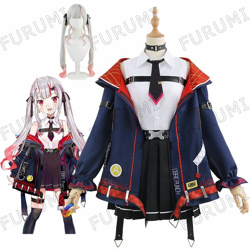 VTuber ブイチューバー コスプレ 百鬼あやめ コスプレ衣装 ウィッグ付き カツラ コスチューム パーティー 変装 制服 演出服 cosplay イベンド 変装 仮装 プレゼント 祭り仮装 アニメ クリスマス ハロウィン