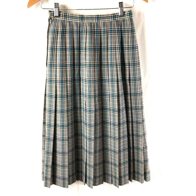 レリアン leilian スカート チェック 裏地付き ロング ファスナー ベージュ プリーツ 黒 緑 7サイズ 2025092100214