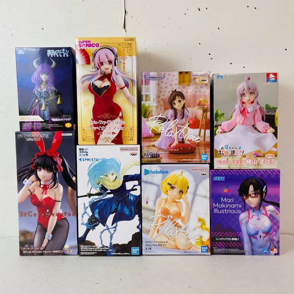 04w2761 美少女系プライズフィギュア8点セット 【アイドルマスターシンデレラガールズ/エヴァンゲリオン/葬送のフリーレン/デート・ア・ライブ/ホロライブ など】 未開封品