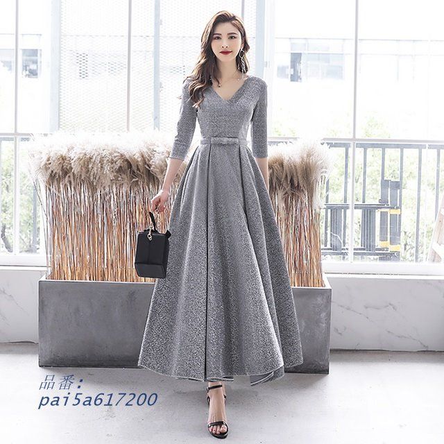 パーティードレス ロング 袖あり パーティードレス 大きいサイズ 3L 結婚式 結婚式 ワンピース 4L 七分袖 ロングドレス 結婚式お呼ばれドレス ドレス pai5a617200