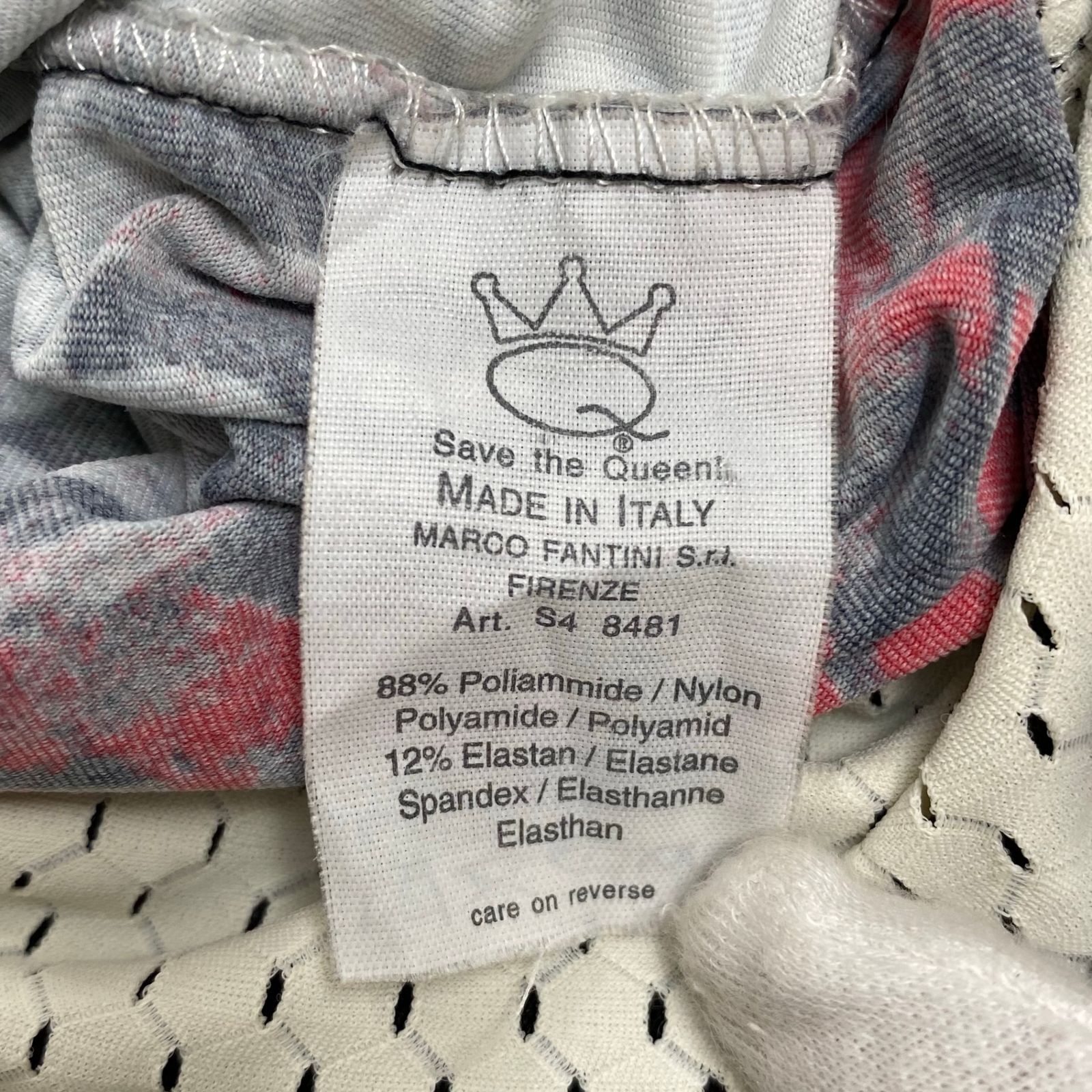  SAVE THE QUEEN セーブザクイーン パワーネット カットソー 転写プリント 刺繍 イタリア製 SIZE M 長袖 Tシャツ カットソー