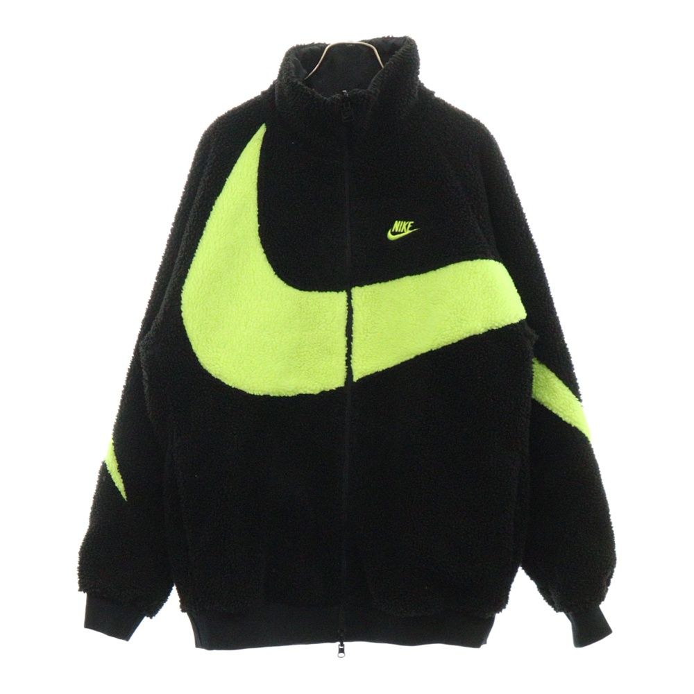 NIKE (ナイキ) Big Swoosh Reversible Boa Jacket ビッグスウォッシュ リバーシブル ボア フリースジャケット ブラック/イエロー BQ6546-017