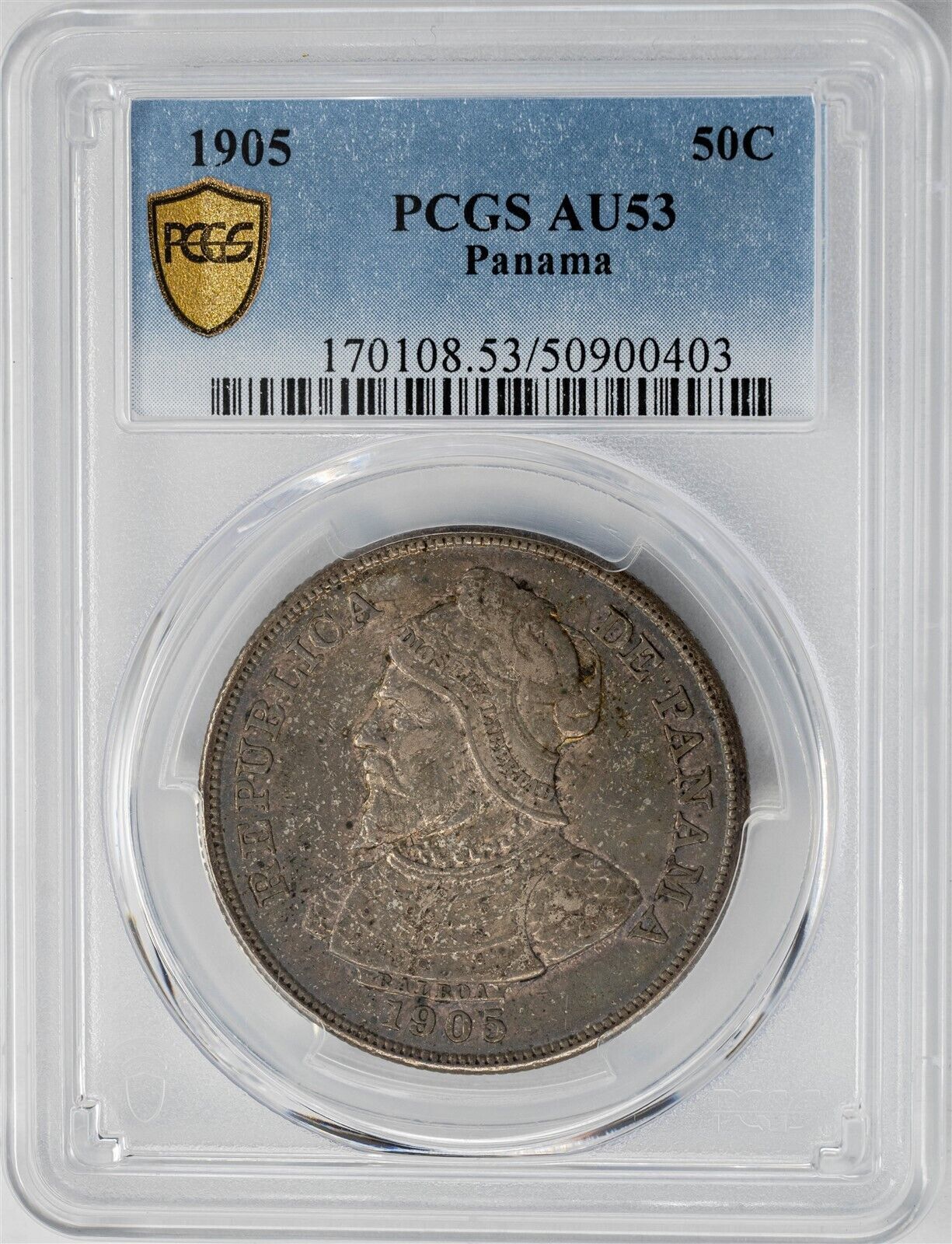 1905 Panama 50c 50 Centesimos AU53 PCGS Secure 949777-48