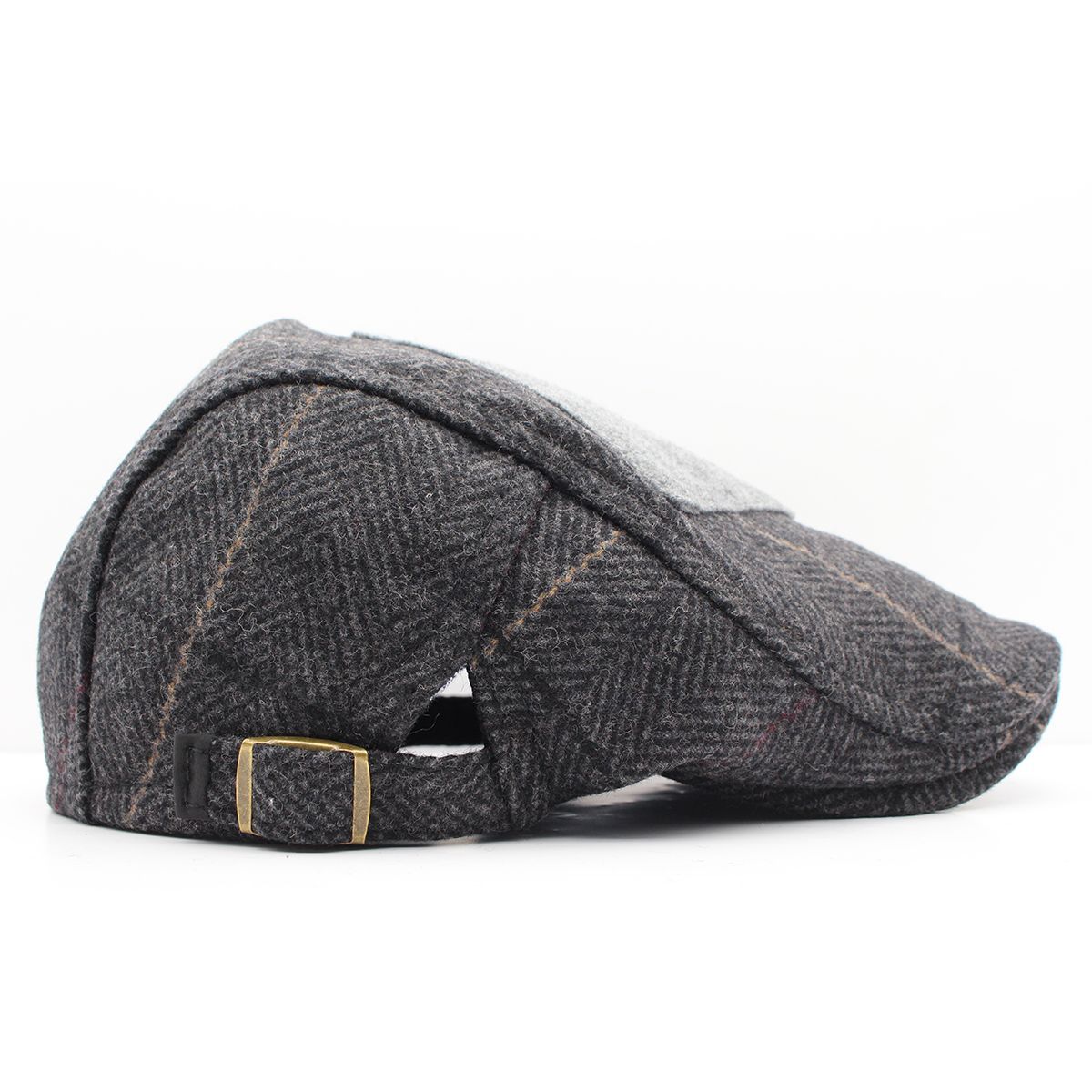 ハンチング帽子 杢柄 ヘリボーン ウール混 パッチワーク 帽子・キャップ 56cm~58cm HC128-1