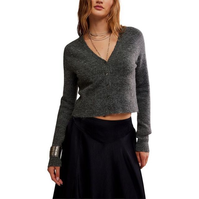 送料無料 フリーピープル レディース ニット セーター アウター School Girl Cardi - Women s Charcoal Heather