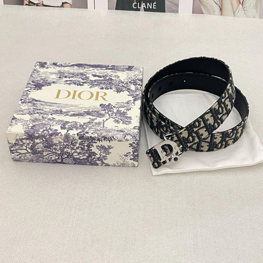 Dior リバーシブル ベルト オブリーク ロゴ バックル シルバー 未使用 