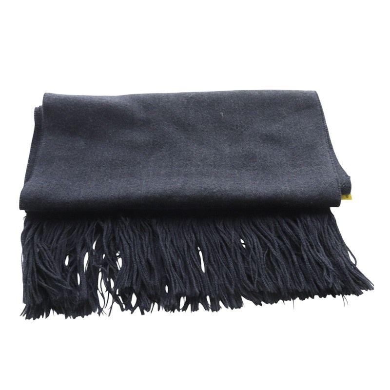 Fendi ロゴ入りウールマフラー 黒/グレー フェンディ ウール マフラー フリンジ ストール グレー - メルカリ