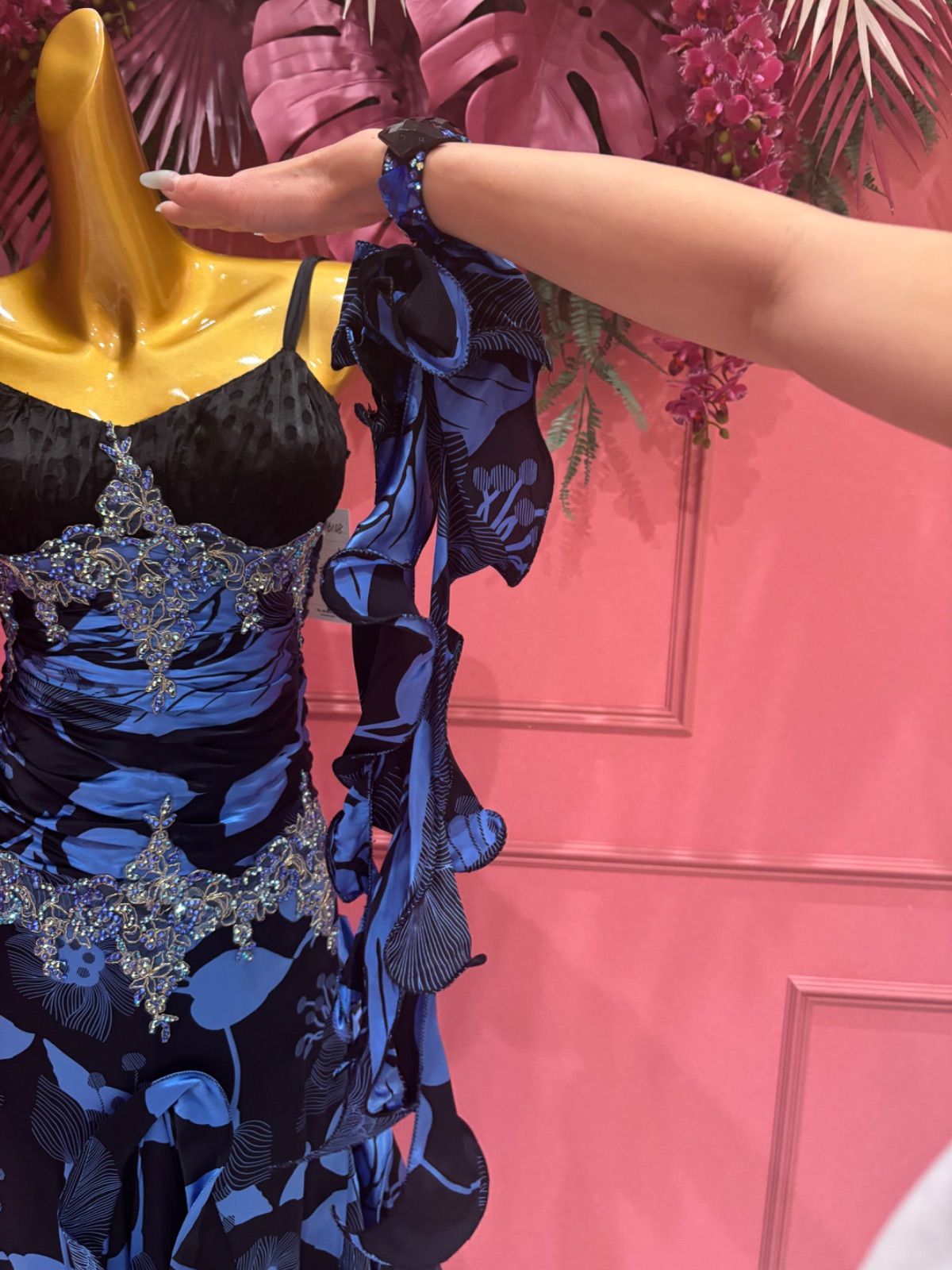 送料無料、限定数の新入荷!! 社交ダンス gentil ジャンティ ブルー スタンダードドレス サイズM 簡単な