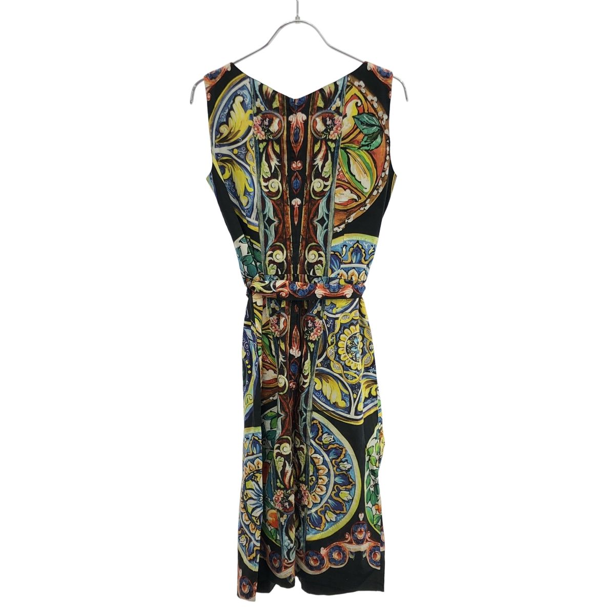 DOLCE-GABBANA ドルチェ&ガッバーナ ノースリーブイラストベルテッドワンピース F6GJ6T ミックス 38