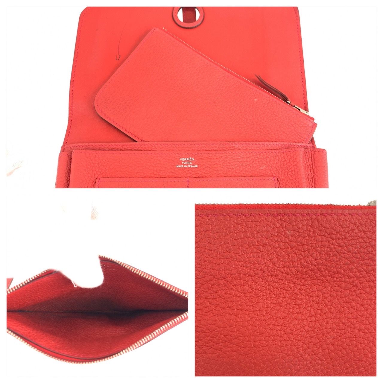 HERMES エルメス ドゴン レッド 赤 トゴ 二つ折り財布 x刻印