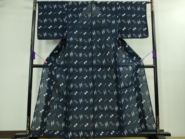 平和屋着物 上 夏物 綿琉球 絣絵 留紺色地 ♥ DZAB0133kh5