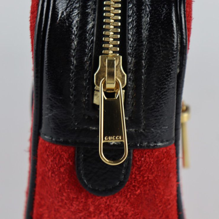 GUCCI グッチ ウエストバッグ 517076 スウェード レザー レッド