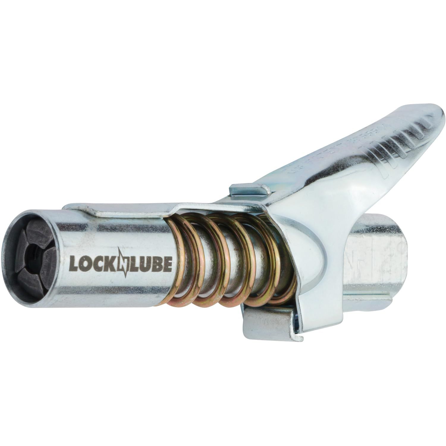LockNLube グリースガンカプラ– グリース注入用管継ぎ手 結合は簡単-ロックオンし留め金を外せばそのままグリースが注入され機械を汚すことはなし