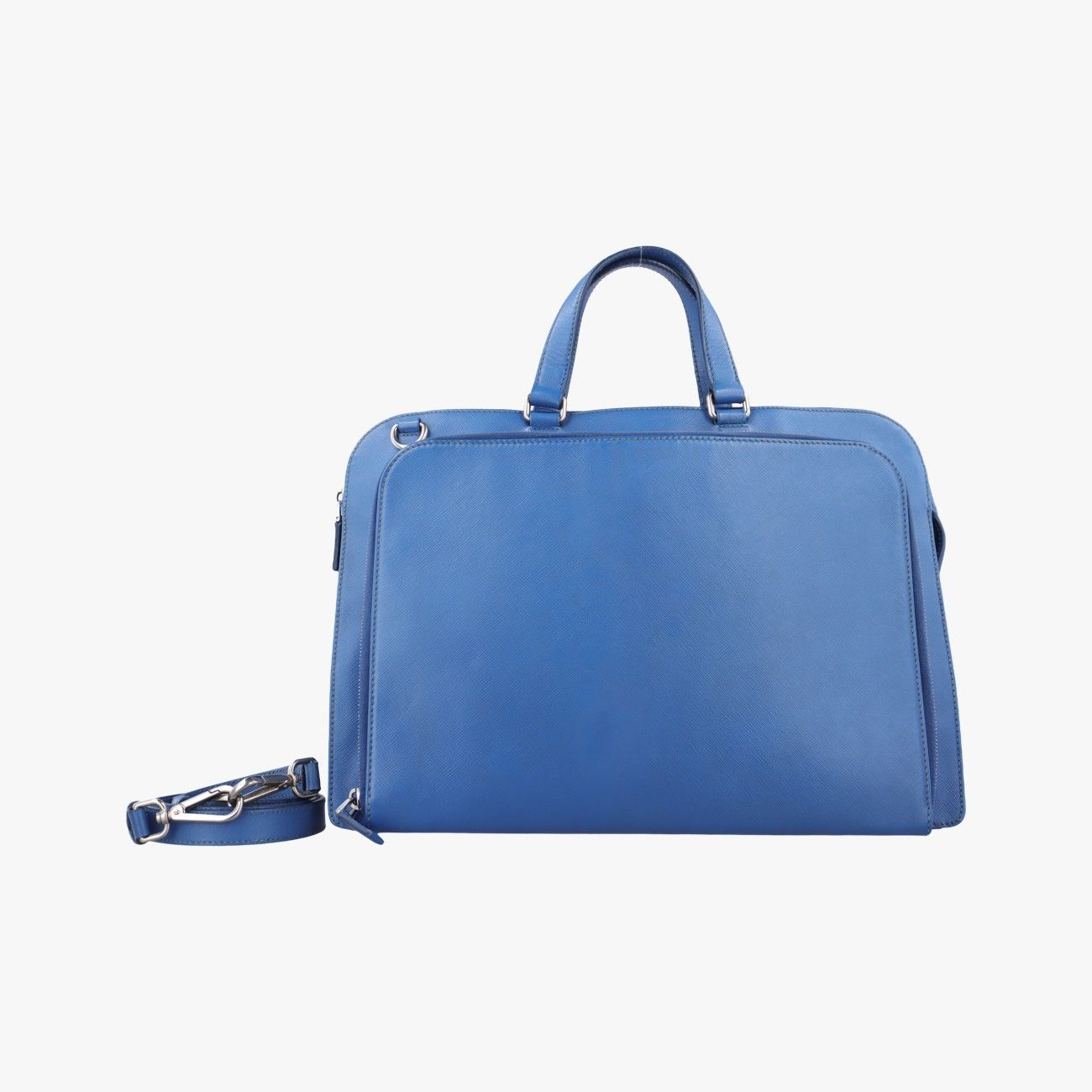 専用【PRADA】ビジネスバッグ　三角ロゴプレート　サフィアーノレザー　ネイビー PRADA 極 美品 希少品 プラダ 三角ロゴ 金具 サフィアーノ
