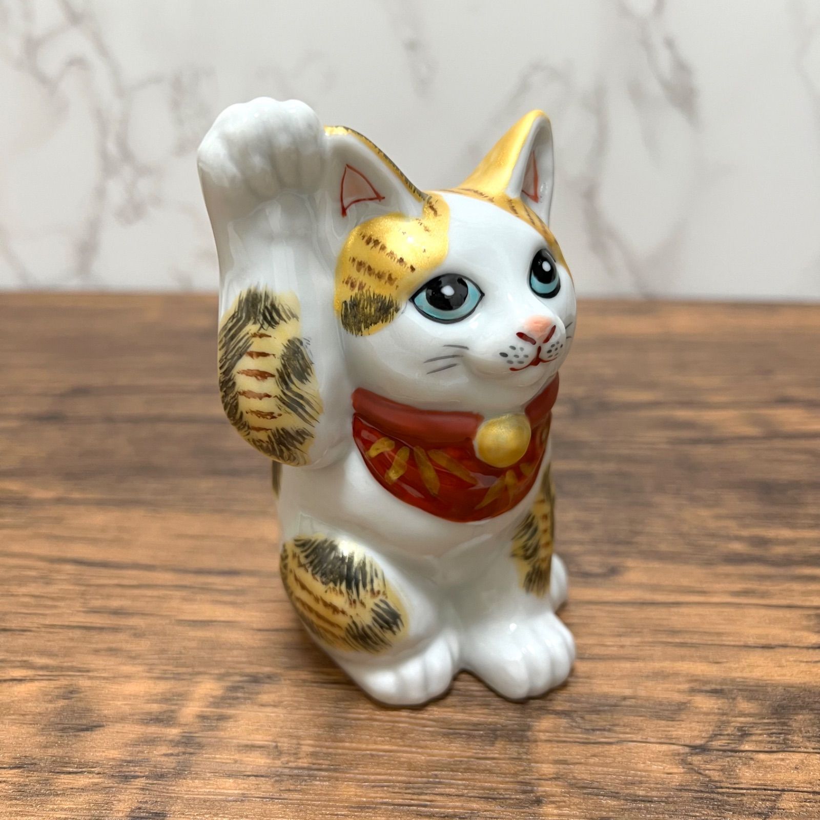 九谷焼】4号 招き猫 金彩三毛 右手 金運招福 縁起物 Maneki Neko Lucky