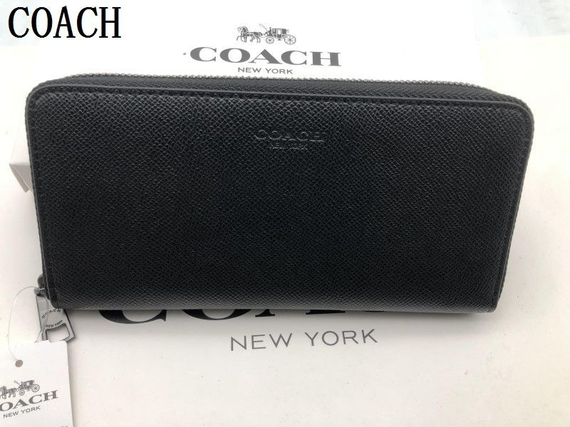 コーチ COACH 長財布 財布 新品未使用 シグネチャー アコーディオンラウンドジップウォレット ブラック メンズ 財布 贈り物 a196 F58107  E20