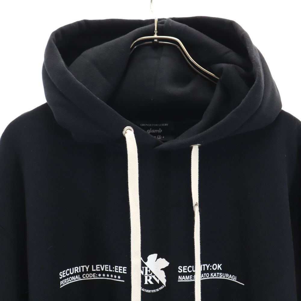 グラム 未使用 エヴァンゲリオン コラボ 長袖 スウェットパーカー 3 黒  