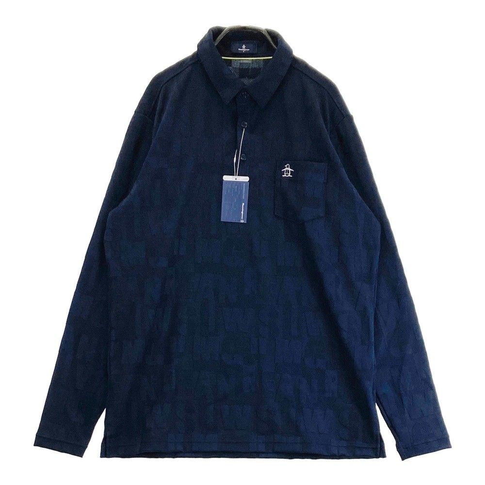 サイズ：L MUNSING WEAR マンシングウェア 2023年モデル 長袖ポロシャツ 総柄 ネイビー系 [240101425936] ゴルフウェア メンズ ストスト 新品】MUNSING WEAR マンシングウェア 2023年モデル 長袖