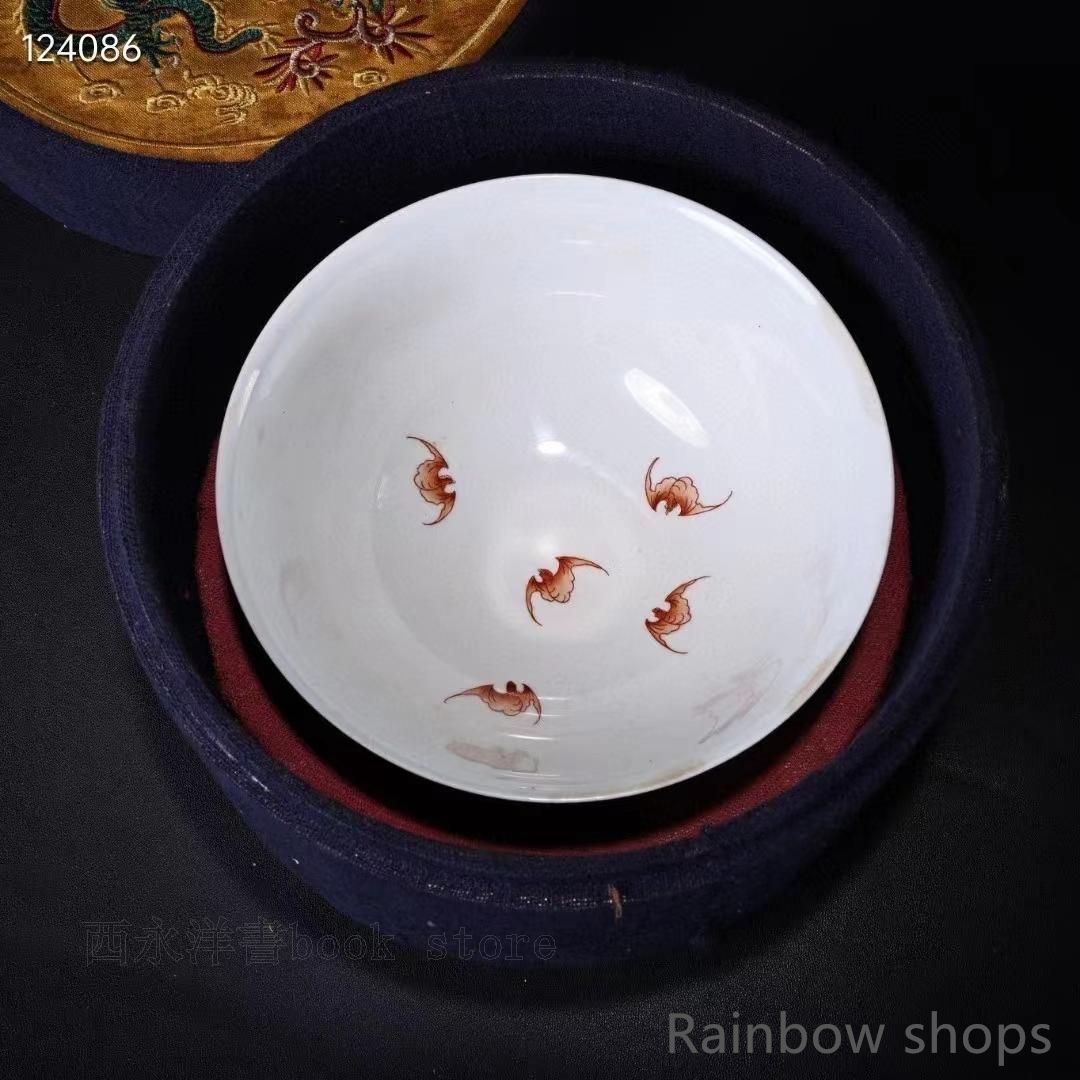 旧蔵?純手描き?粉彩磁器ボウル?