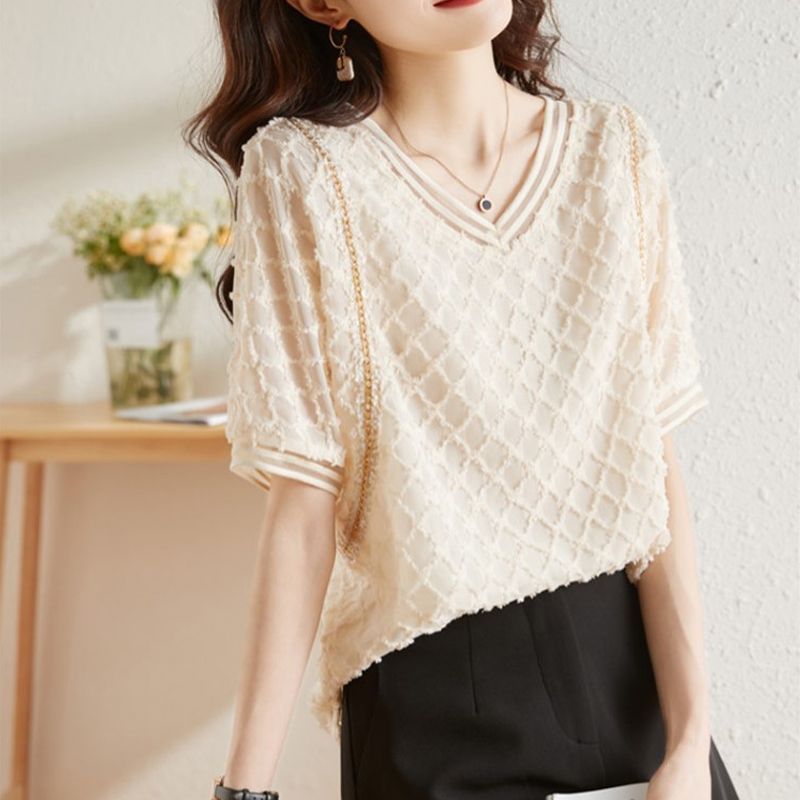 シャツ ブラウス 半袖 レディース トップス オープンカラー Vネック 前開き フレンチスリーブ シフォン 婦人服 女性用 大きいサイズあり 無地 き 楽天市場】ブラウス 半袖 レディース シフォン シャツブラウス t