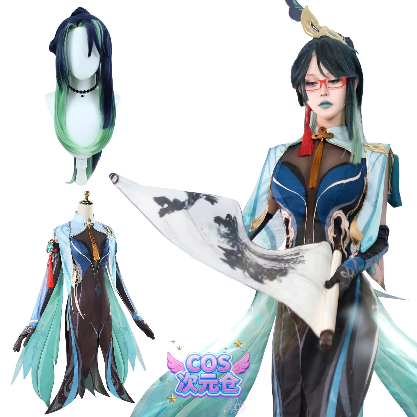 閑雲 ウィッグ付き 神併 原神 コスプレ ウィッグ付き 新キャラ 黒 フリーナ 嘉明 千織 キィニチ マーヴィカ コスプレ衣装 大人用 仮装 Genshin Impact c