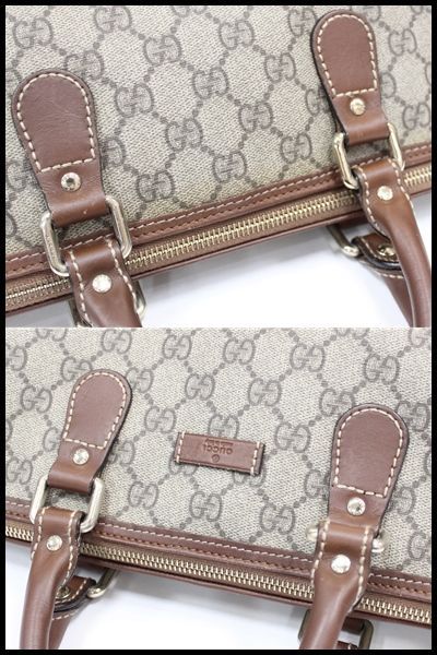 GUCCI 190259 GG柄 PVC×レザー トートバッグ ハンドバッグ グッチ 