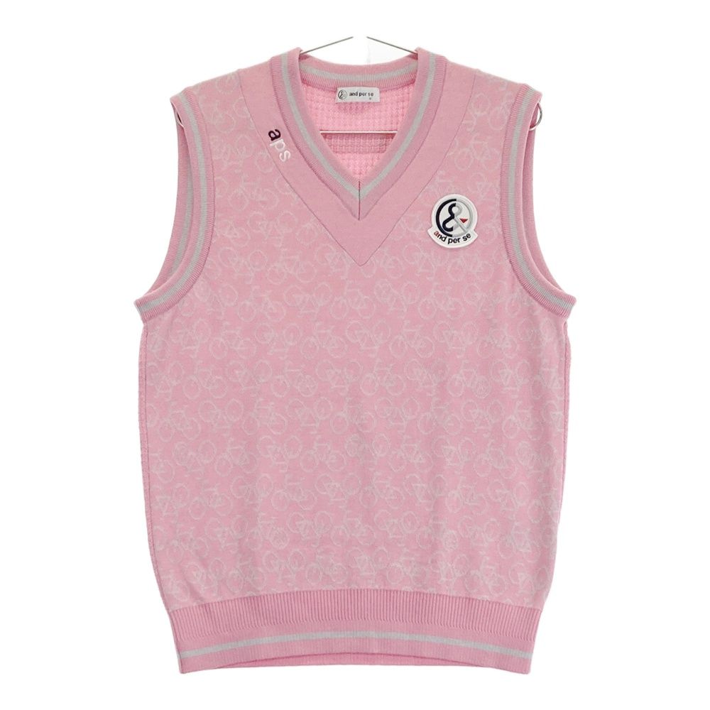 未使用品 アンパスィ ニットベスト M サイズ：M AND PER SE アンパスィ ロゴワッペン付 ニットベスト
