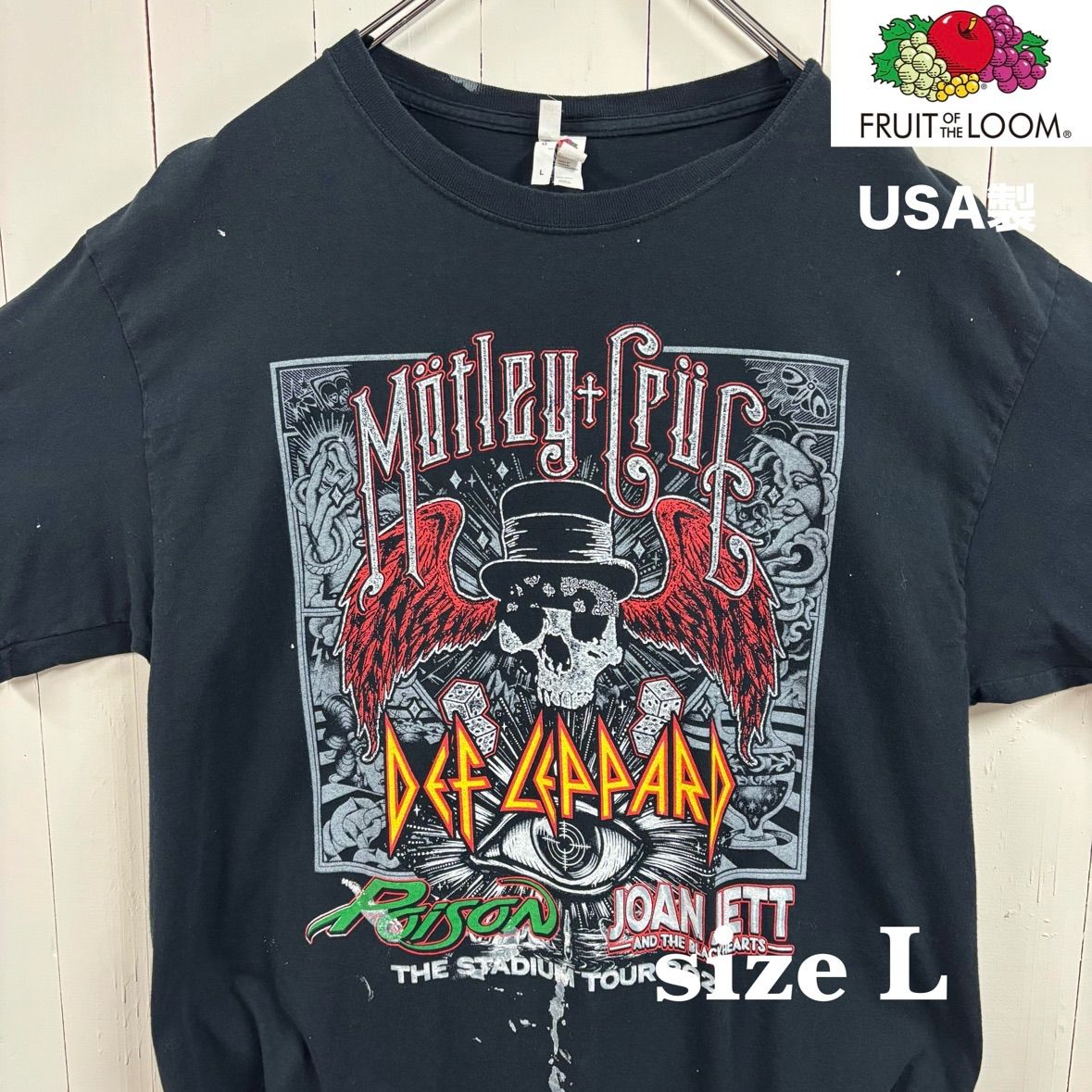 古着】DEF LEPPARD(デフレパード)半袖Tシャツ L 黒 USA製 バンド