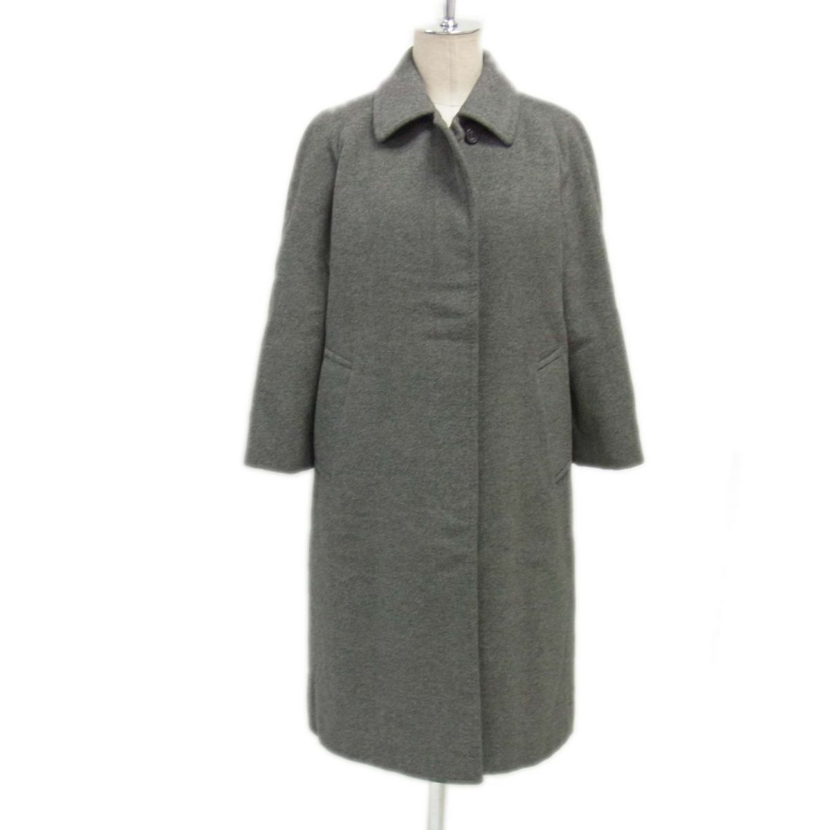 美品 定価13万円◇DAKS カシミヤ混紡ウール ステンカラーコート グレー