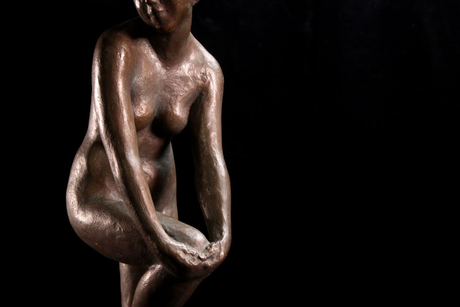 彫刻家 雨宮敬子 「汀」 ブロンズ製 裸婦像 38.5cm 2873g