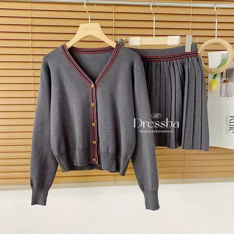 TOMORROWLAND セットアップ スカート ノーカラー ネイビー シルク混