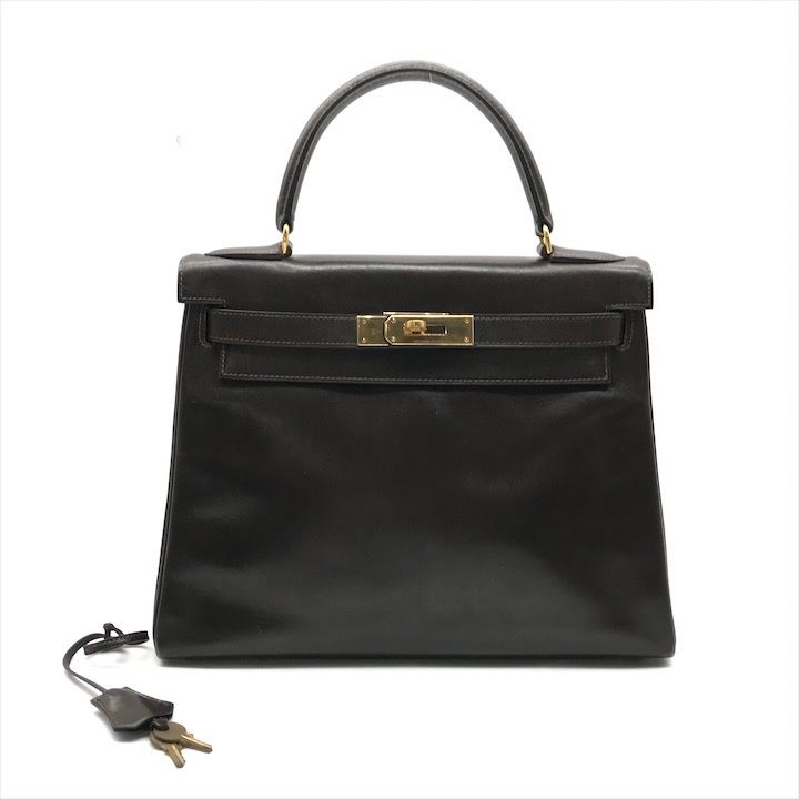 良品 HERMES エルメス ケリー28 ボックスカーフ 〇I刻印 レザー 