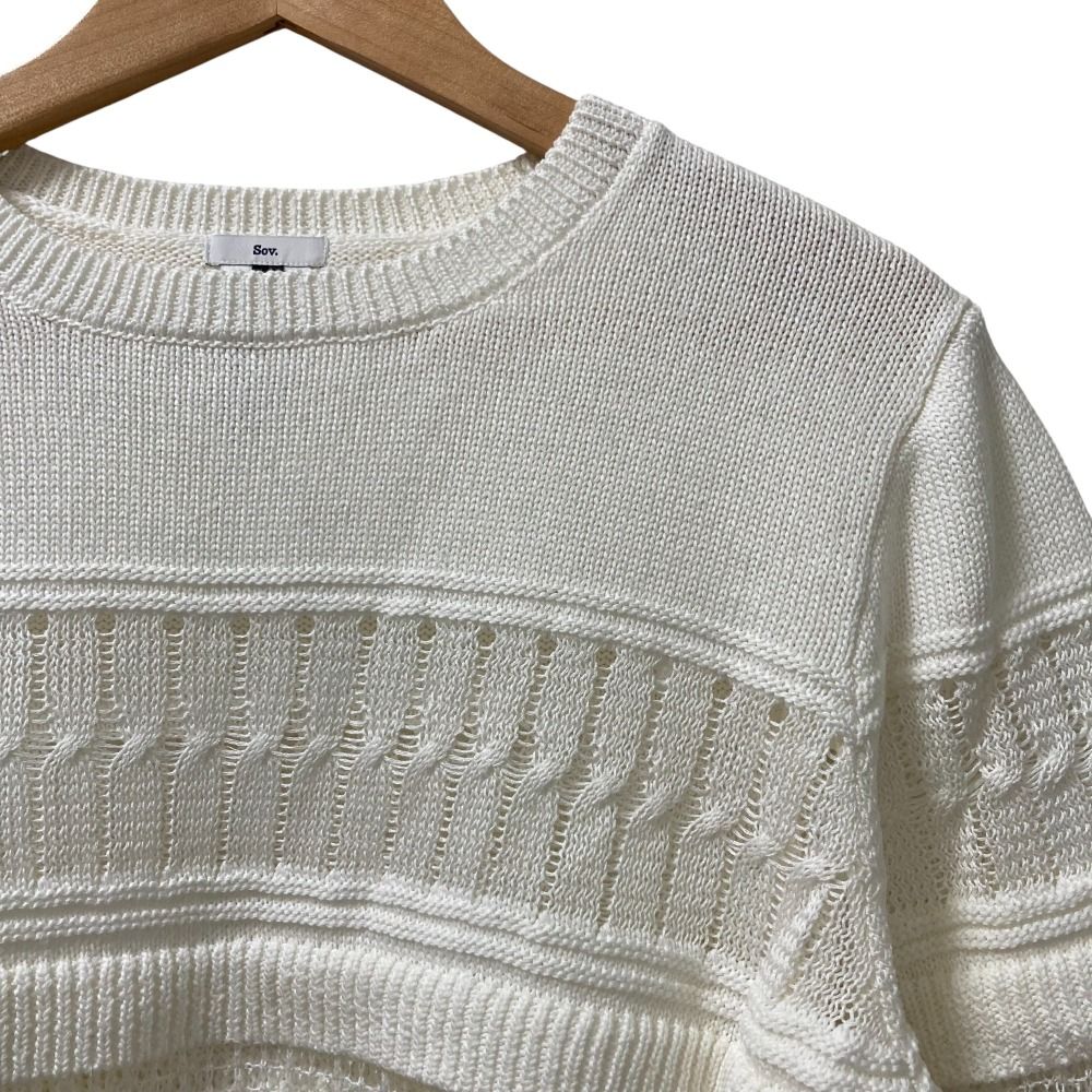 25 SS Sov. ソブ ダブル クロージング シアーヤーンティアードニットプルオーバー 0309-360-251 サイズ38 ホワイト レディース 古着