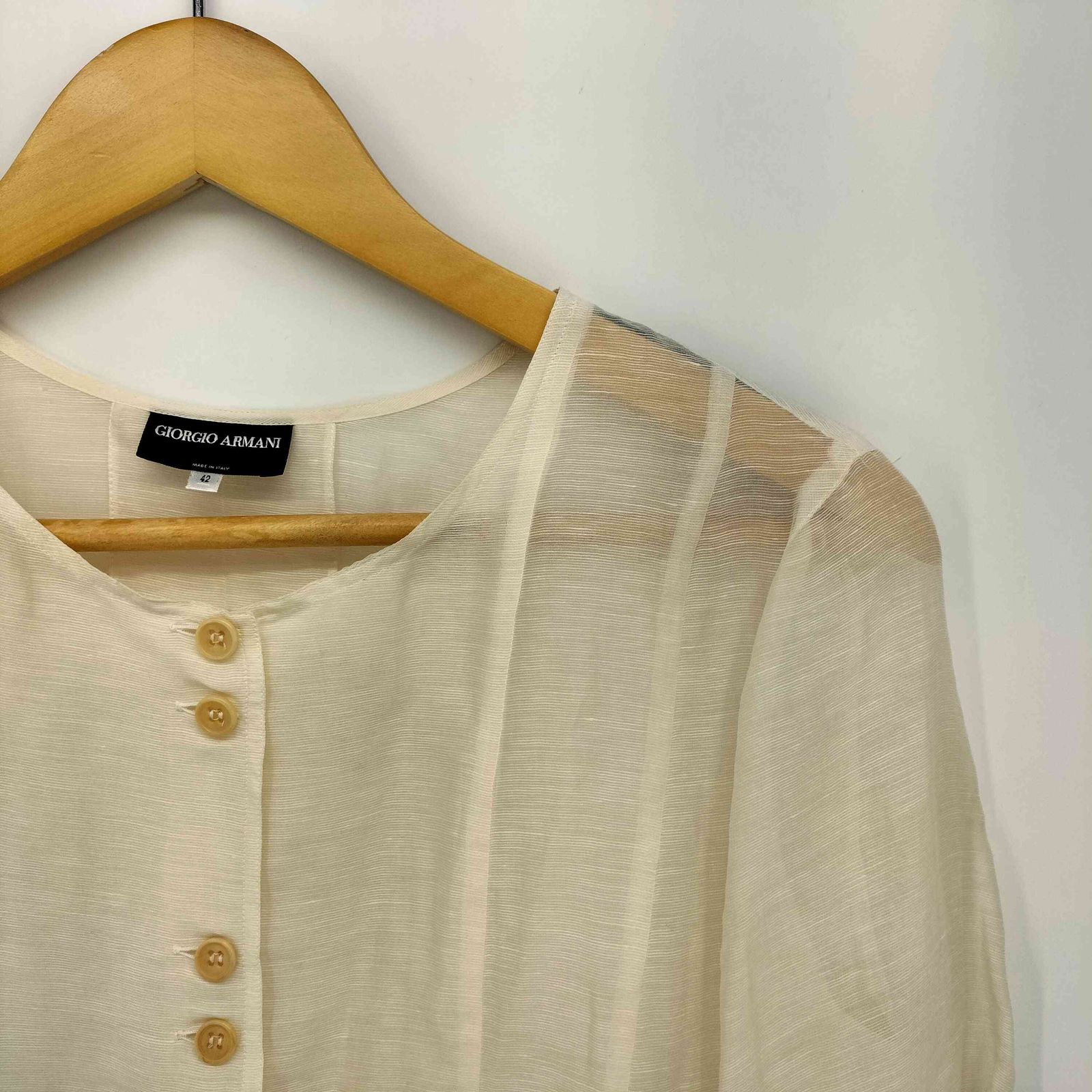 GIORGIO ARMANI - ブラウス　G/ARMANI  40ノーカラー　silk 100% 処分 GIORGIO ARMANI - ブラウス G/ARMANI 40ノーカラー silk 100
