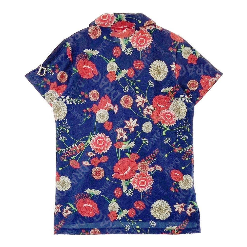 サイズ 2 DANCE WITH DRAGON ダンスウィズドラゴン 半袖ポロシャツ 花柄 ネイビー系 240101236371 ゴルフウェア レディース ストスト