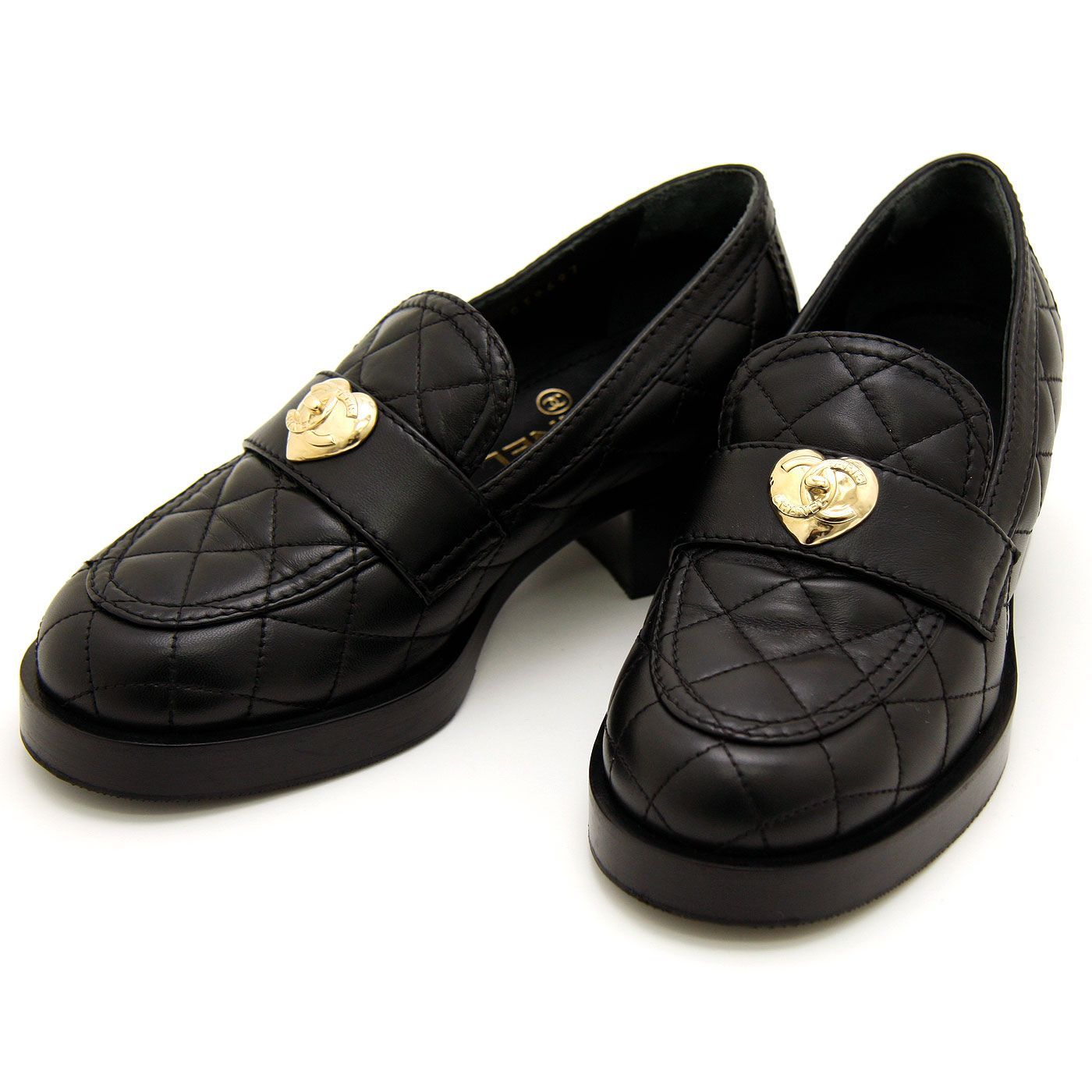 美品　CHANEL ブラック ローファー 35 美品CHANEL ブラック ローファー 35