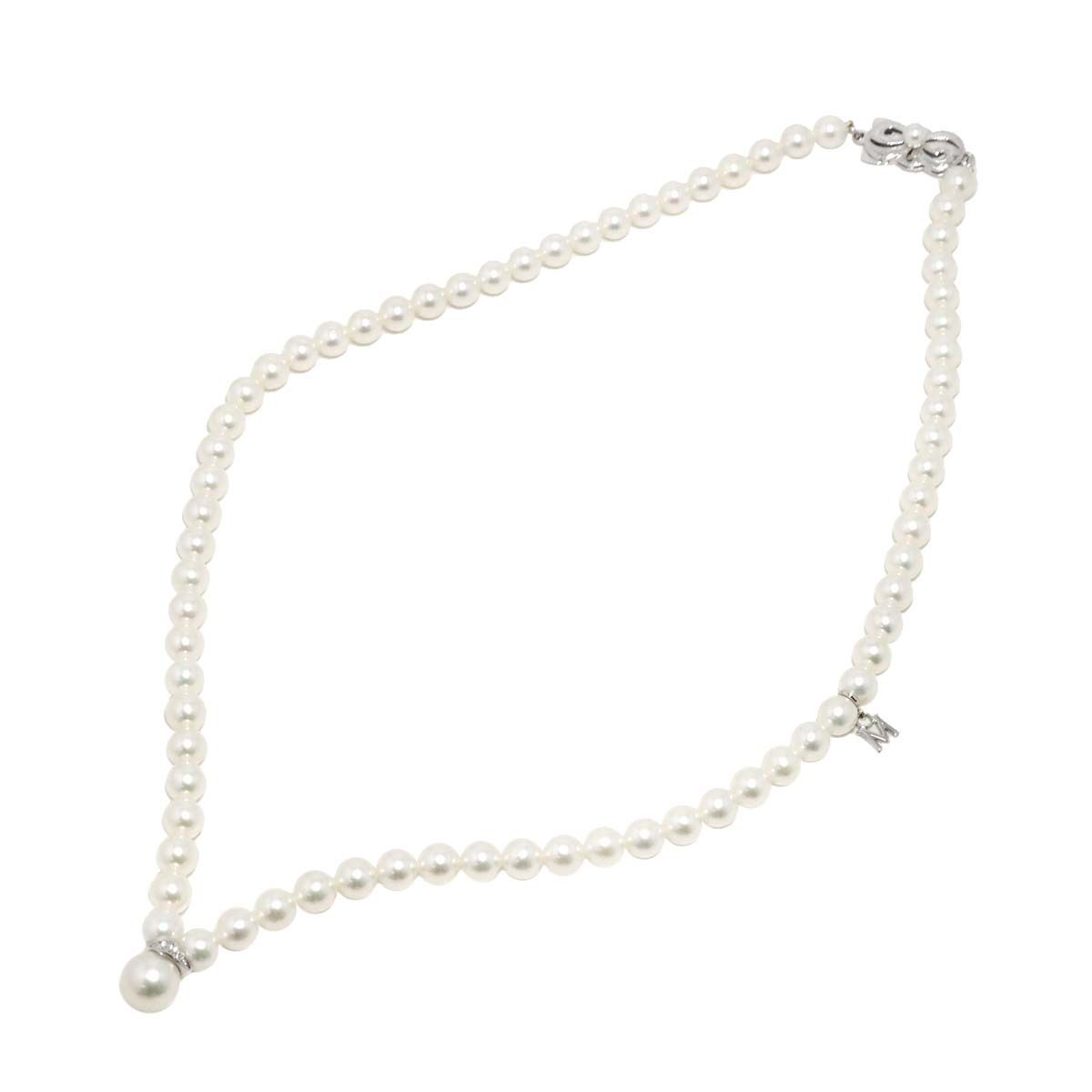 ミキモト MIKIMOTO アコヤ真珠 8.0-5.5mm ダイヤ ネックレス 40cm K18 