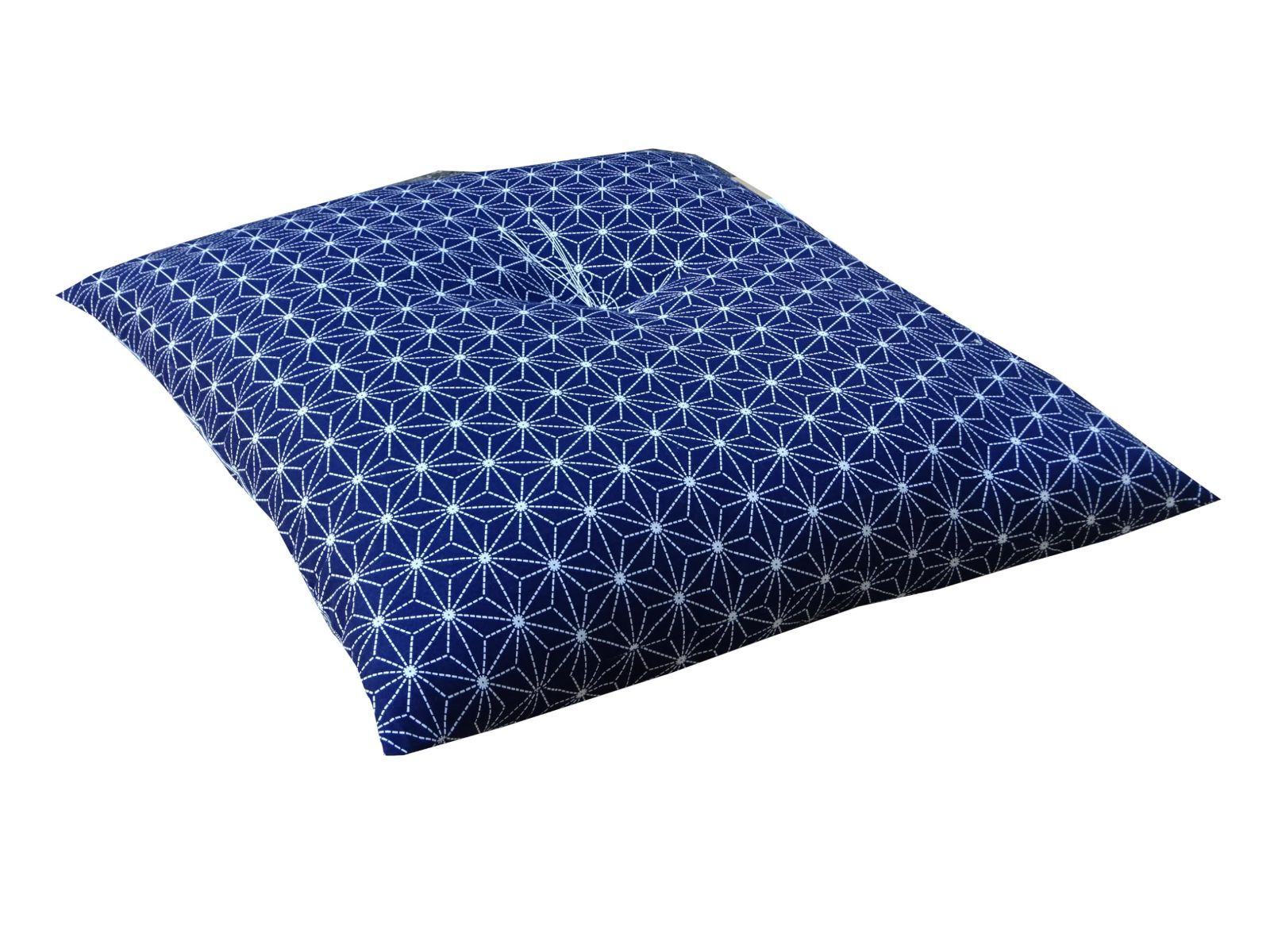 【在 庫 処 分】麻の葉柄 刺子風 座布団 銘仙判 (55×59cm) 1枚 (紺) 讃岐ざぶとん 日本製 中身 綿100％ おしゃれ エブリ寝具ファクトリー 座布団 業務用 集会所 公民館