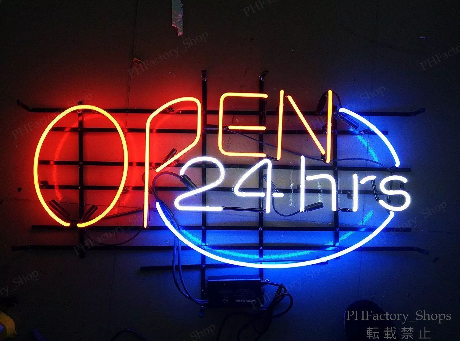 ネオンサイン OPEN 24hrs 24時間営業 ネオン管 看板 NEON SIGN バー カフェ クラブ 喫茶店 お店 インテリア 装飾用 ピンク ネオン管 ライト 広告用看板