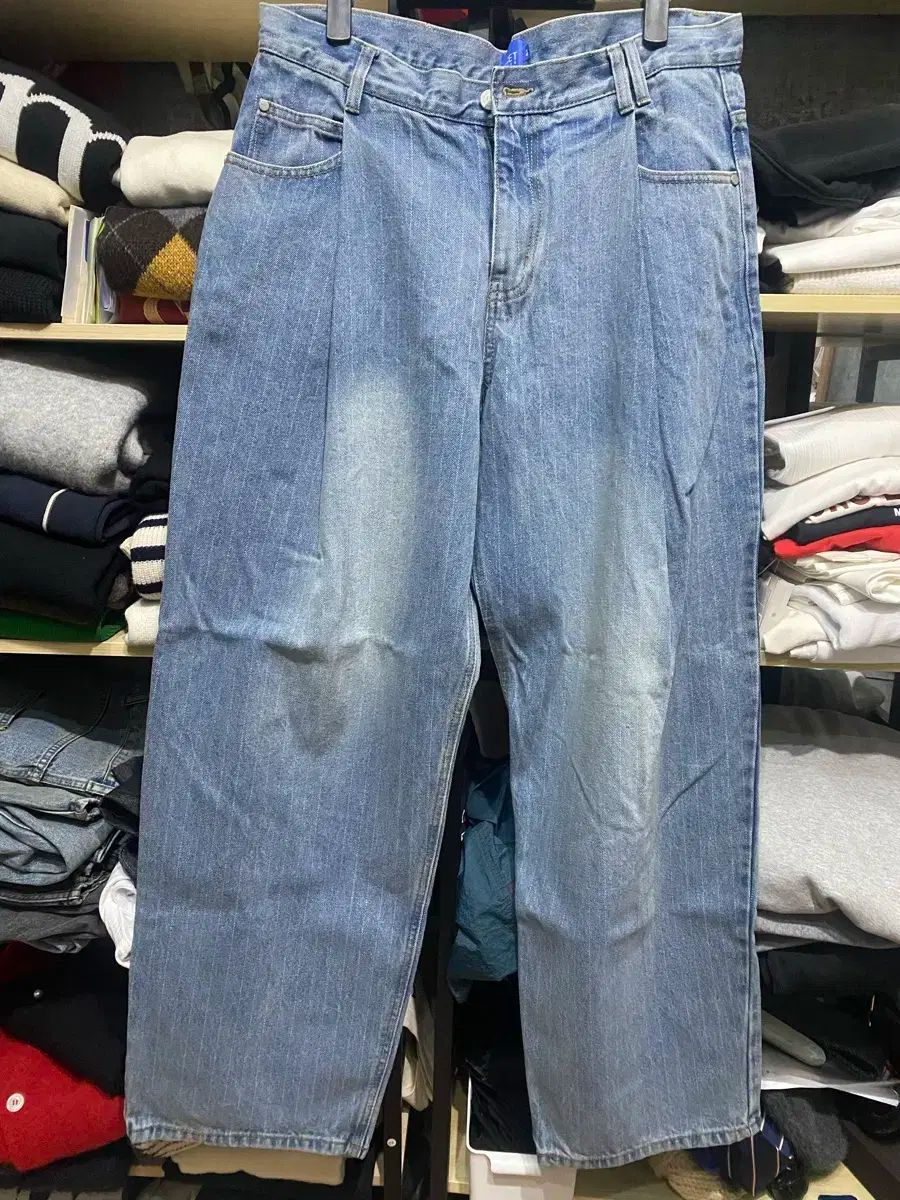 デッキ Deep Pleats Wide Jeans DCPT030STBlue