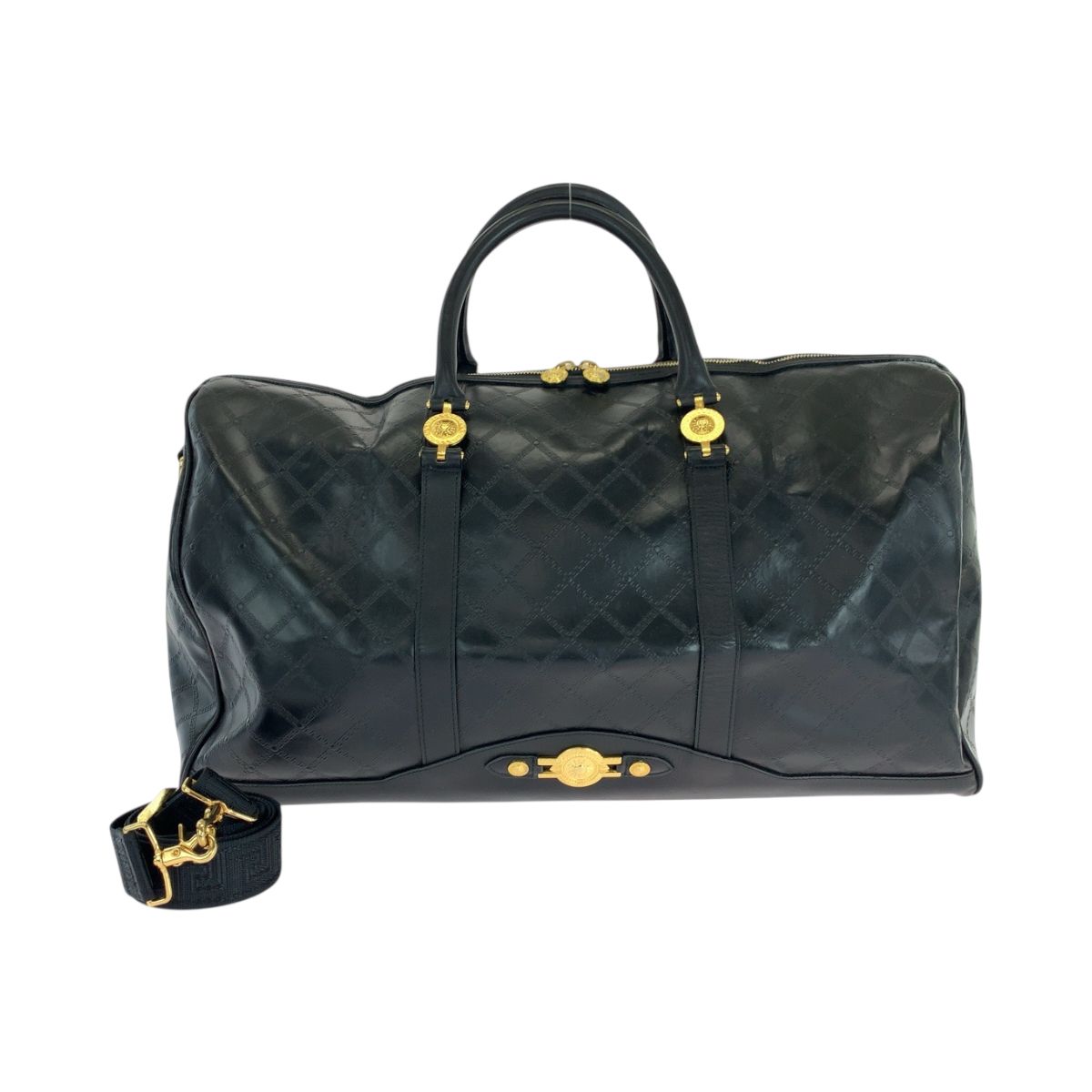 2025年 お歳暮・冬ギフト特集 VERSACE 美品 ヴェルサーチ ブラック サンバースト ヴィンテージ バッグ