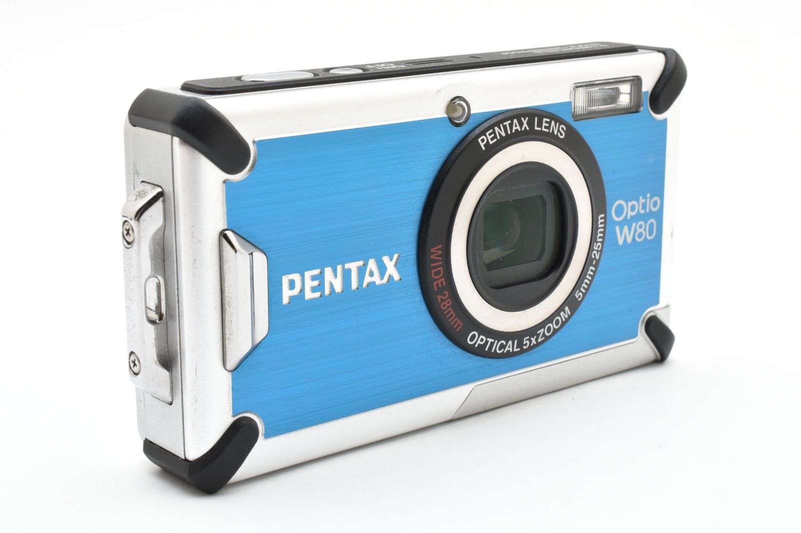【動作確認済】PENTAX Optio W80 アズールブルー 防水コンデジ カメラ ペンタックス PENTAX OPTIO W80 タフネスコンパクトデジタルカメラ