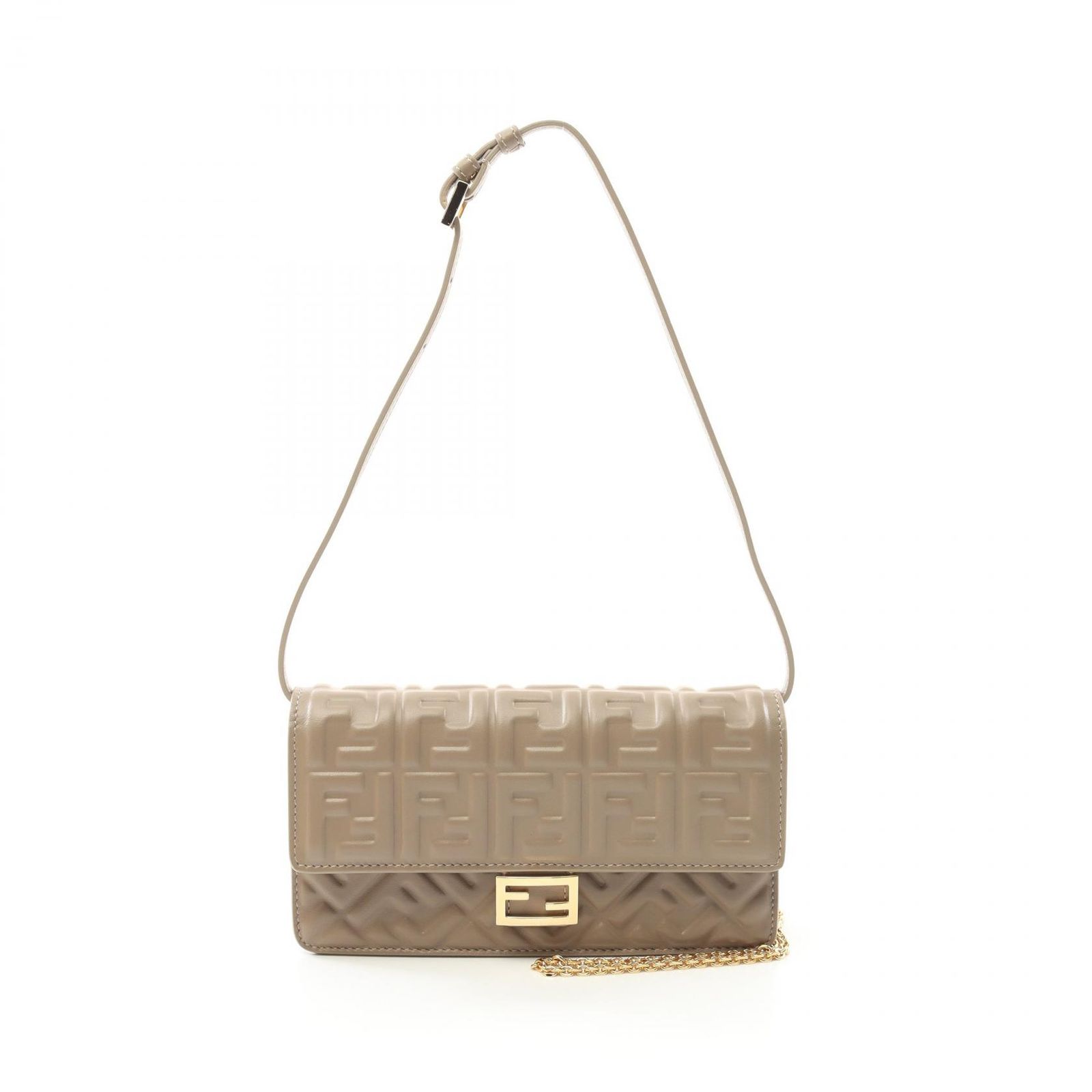 フェンディ FENDI ショルダーバッグ バゲット ズッカ 8M0498AAJDF0E65 ベージュ レザー 財布ショルダー レディース