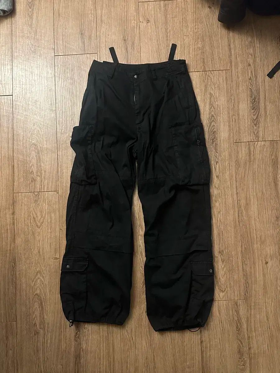 Hatchingroom ジップカーゴ ワークパンツ ブラック 4