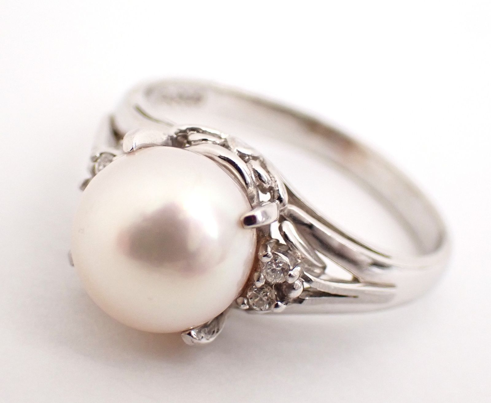 Pt900 アコヤパールリング 8mm 4.5g 8号 プラチナ パール アコヤ真珠  