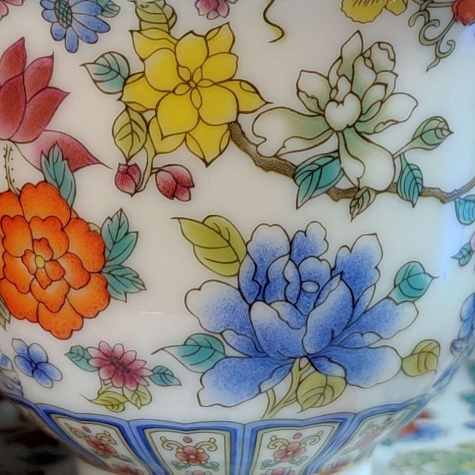 中国茶器 景徳鎮 陶磁器 琺瑯彩万花馬蹄三才蓋碗 茶碗 煎茶器 新品未使用 中国茶器 景徳鎮 琺瑯彩万花馬蹄三才蓋碗 茶杯 煎茶器 新品未