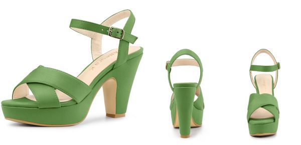 Allegra K スリングバック サンダル チャンキーヒール