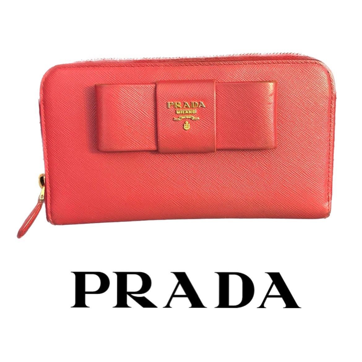 ☆PRADA プラダ 財布 ウォレット リボン ラウンドファスナー