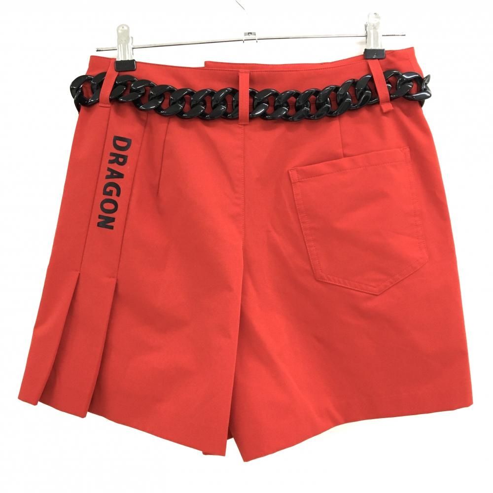 超 ダンスウィズドラゴン キュロットスカート レッド×黒 ベルト付 レディース 2 M ゴルフウェア Dance With Dragon